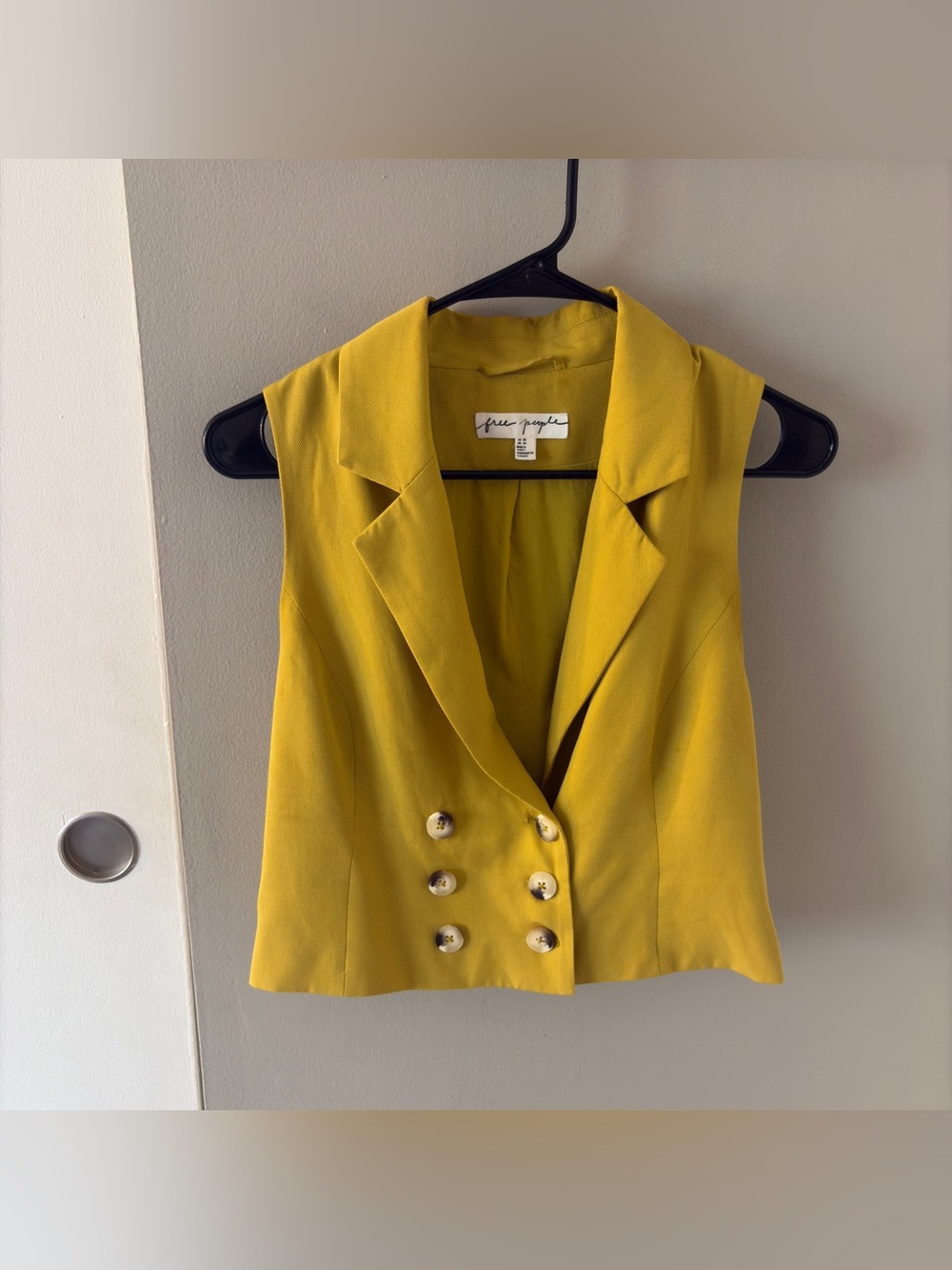 Free People Gabbie Vest Yellow Sleeveless Blazer Vest Size Women’s XS